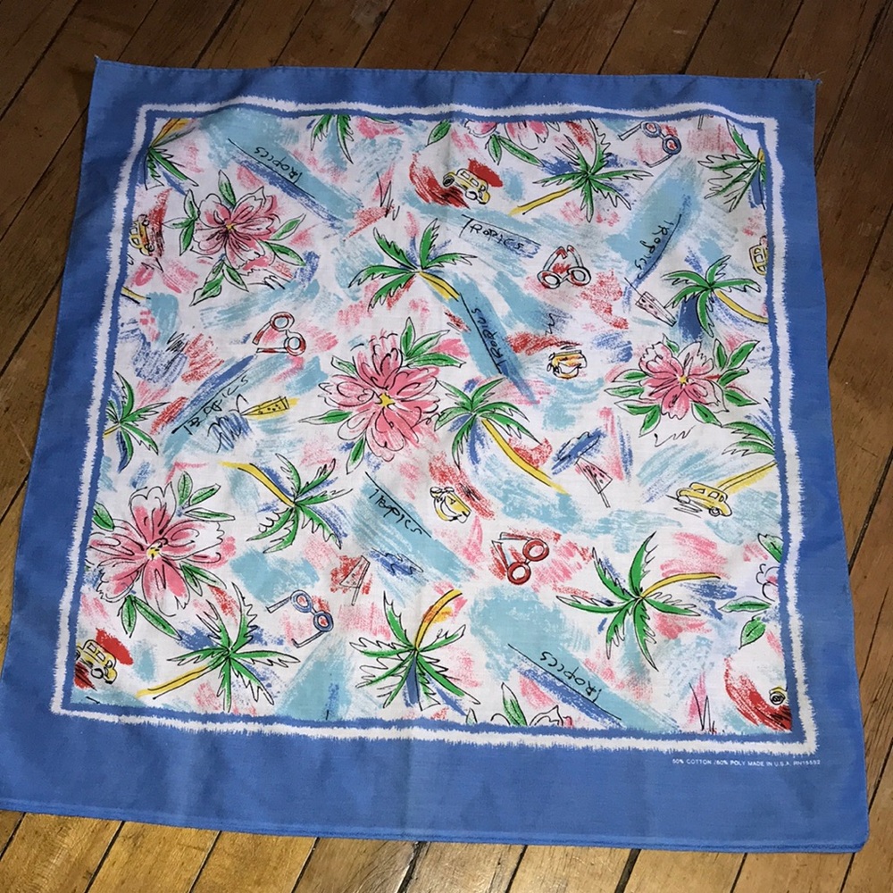 Blue Tropical Floral Square Scarf - Women Accessories Scarves & Wraps